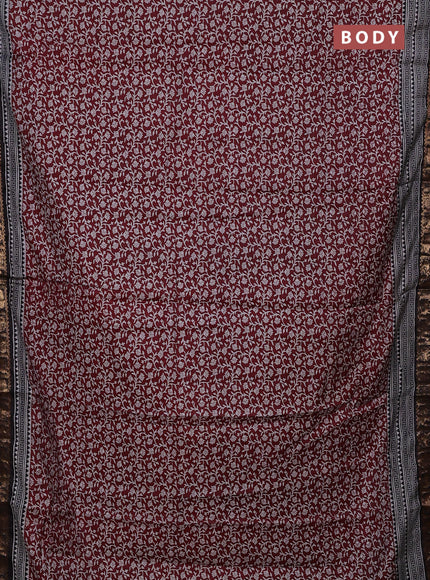 Maroon & Black Semi Maheshwari Cotton Saree