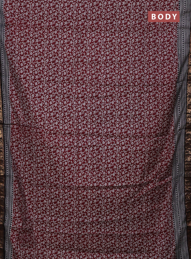 Maroon & Black Semi Maheshwari Cotton Saree