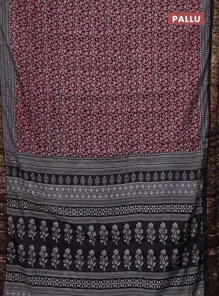Maroon & Black Semi Maheshwari Cotton Saree