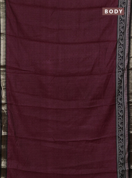 Maroon & Black Semi Maheshwari Cotton Saree
