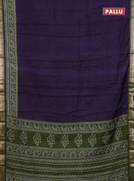 Violet & Green Semi Maheshwari Cotton Saree