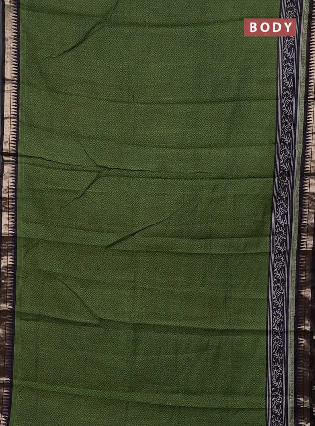 Green & Navy Blue Semi Maheshwari Cotton Saree