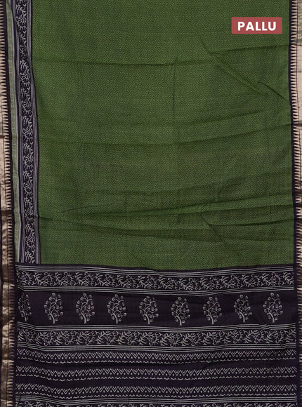 Green & Navy Blue Semi Maheshwari Cotton Saree