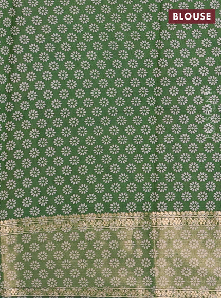 Wine  & Green Semi Maheshwari Cotton Saree