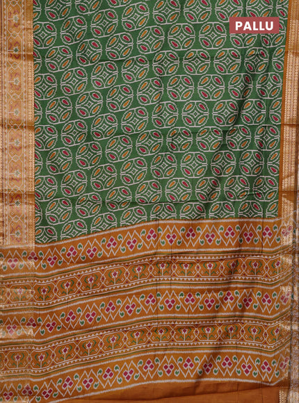 Green & Mustard Yellow Semi Maheshwari Cotton Saree