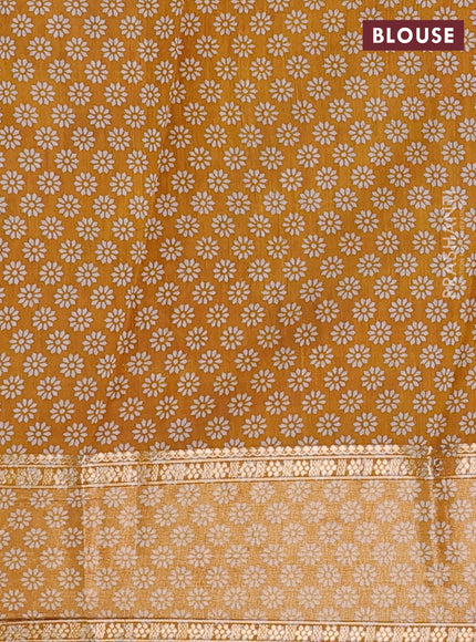 Green & Mustard Yellow Semi Maheshwari Cotton Saree