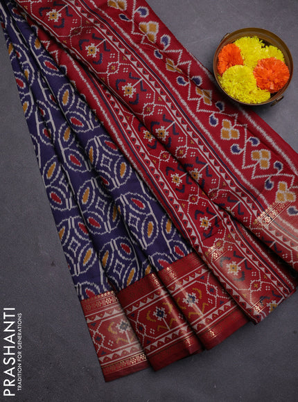Blue & Maroon Semi Maheshwari Cotton Saree