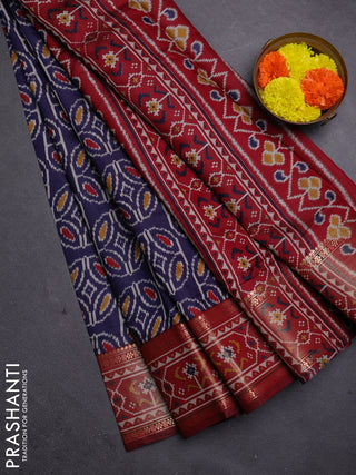 Blue & Maroon Semi Maheshwari Cotton Saree