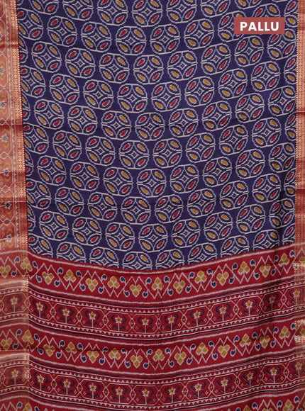 Blue & Maroon Semi Maheshwari Cotton Saree