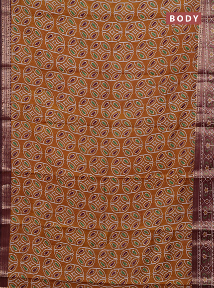 Mustard Yellow & Maroon Semi Maheshwari Cotton Saree