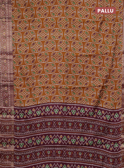 Mustard Yellow & Maroon Semi Maheshwari Cotton Saree