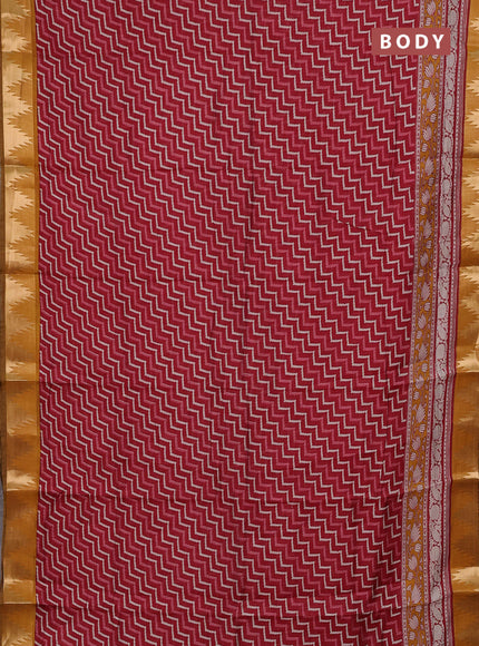 Red & Mustard Yellow Semi Maheshwari Cotton Saree