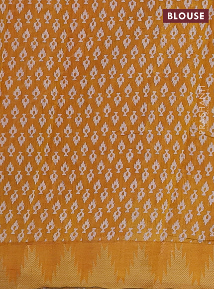 Red & Mustard Yellow Semi Maheshwari Cotton Saree