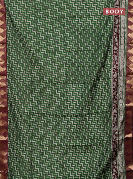 Green & Maroon Semi Maheshwari Cotton Saree