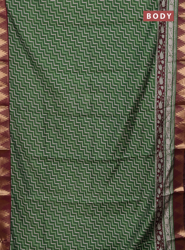 Green & Maroon Semi Maheshwari Cotton Saree
