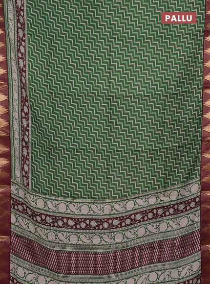 Green & Maroon Semi Maheshwari Cotton Saree