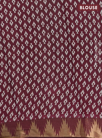 Green & Maroon Semi Maheshwari Cotton Saree