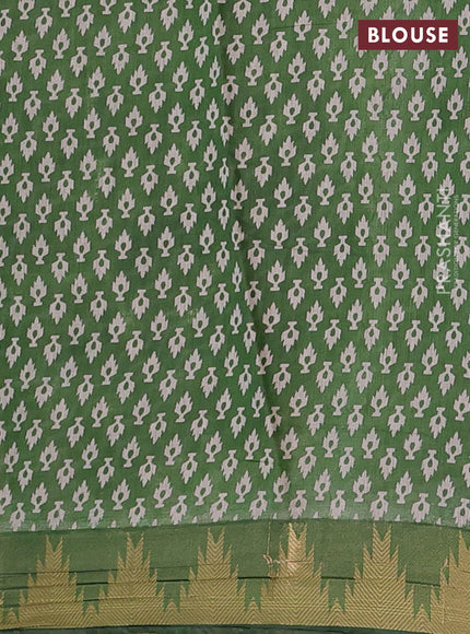 Brown & Green Semi Maheshwari Cotton Saree