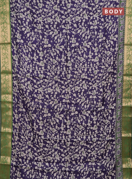 Blue & Green Semi Maheshwari Cotton Saree