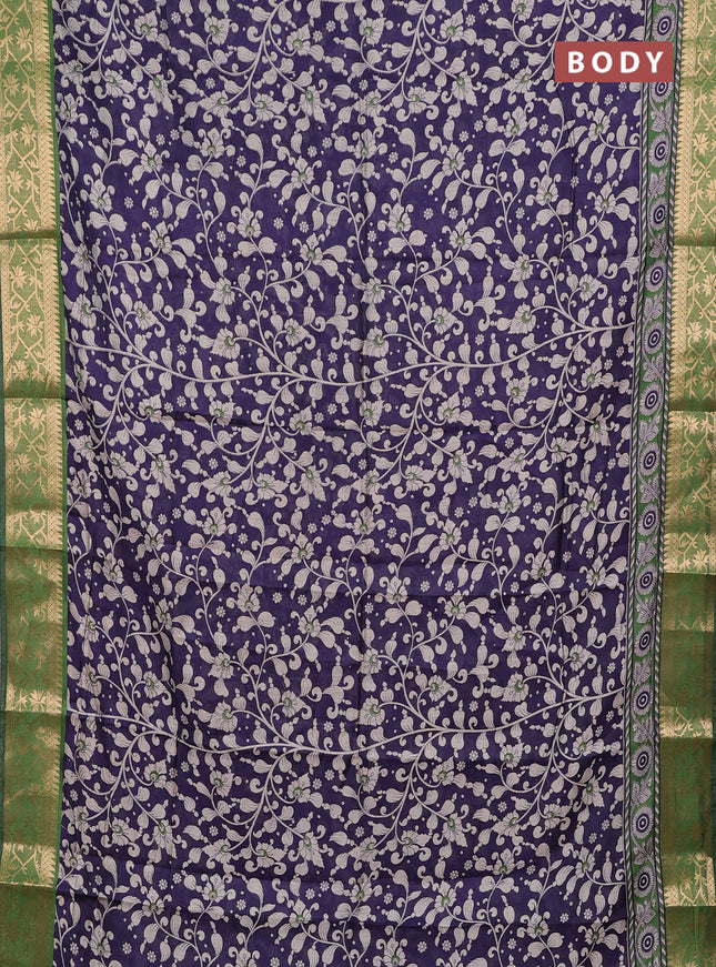 Blue & Green Semi Maheshwari Cotton Saree