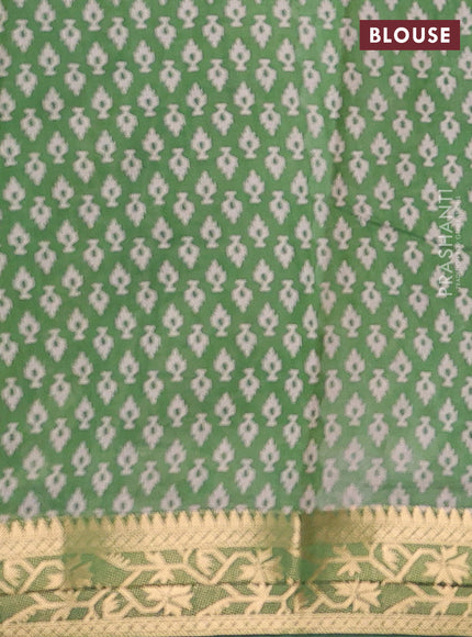 Blue & Green Semi Maheshwari Cotton Saree