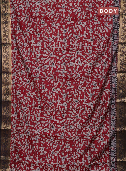 Red & Black Semi Maheshwari Cotton Saree