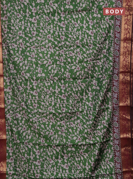Green & Maroon Semi Maheshwari Cotton Saree