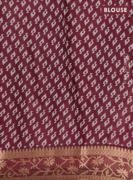 Green & Maroon Semi Maheshwari Cotton Saree