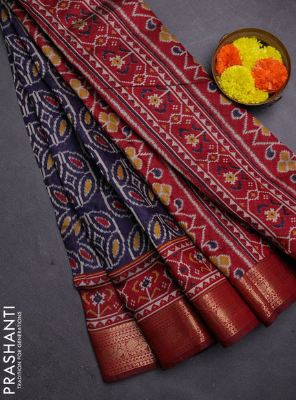 Blue & Maroon Semi Maheshwari Cotton Saree