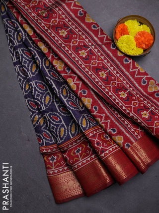Blue & Maroon Semi Maheshwari Cotton Saree
