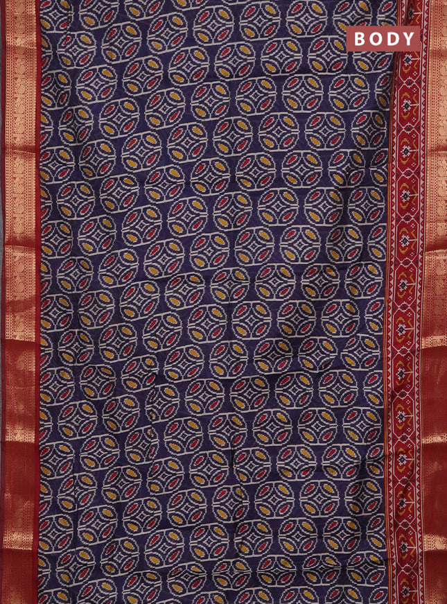 Blue & Maroon Semi Maheshwari Cotton Saree