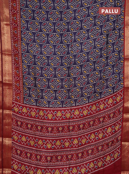Blue & Maroon Semi Maheshwari Cotton Saree