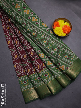 Wine & Green Semi Maheshwari Cotton Saree
