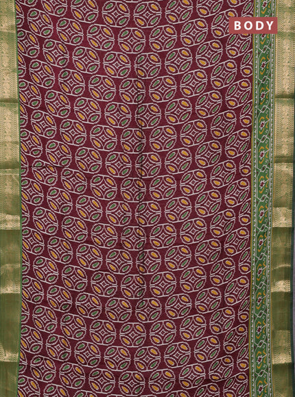 Wine & Green Semi Maheshwari Cotton Saree