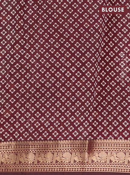 Mustard Yellow & Maroon Semi Maheshwari Cotton Saree