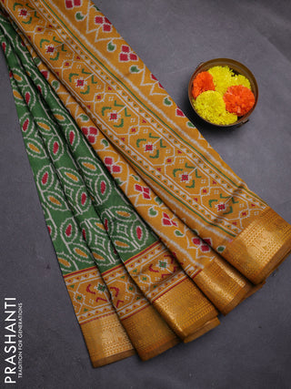 Green & Mustard Yellow Semi Maheshwari Cotton Saree