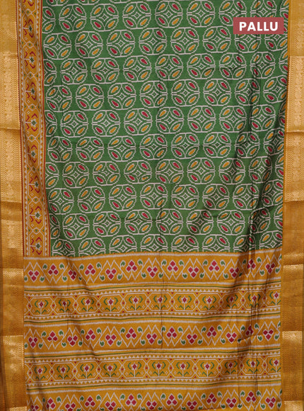 Green & Mustard Yellow Semi Maheshwari Cotton Saree