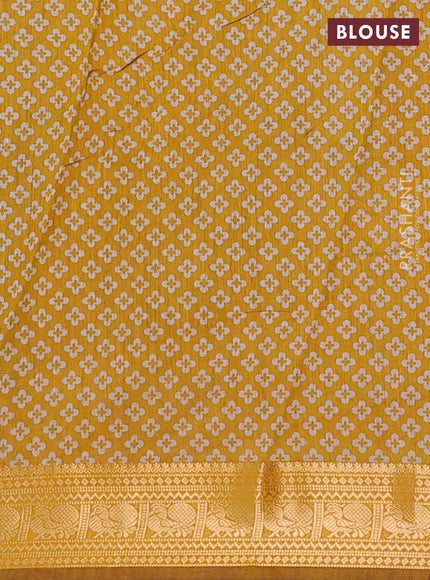 Green & Mustard Yellow Semi Maheshwari Cotton Saree
