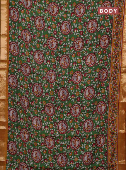 Green & Mustard Yellow Semi Maheshwari Cotton Saree