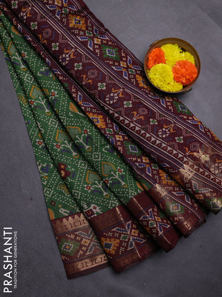 Green & Maroon Semi Maheshwari Cotton Saree