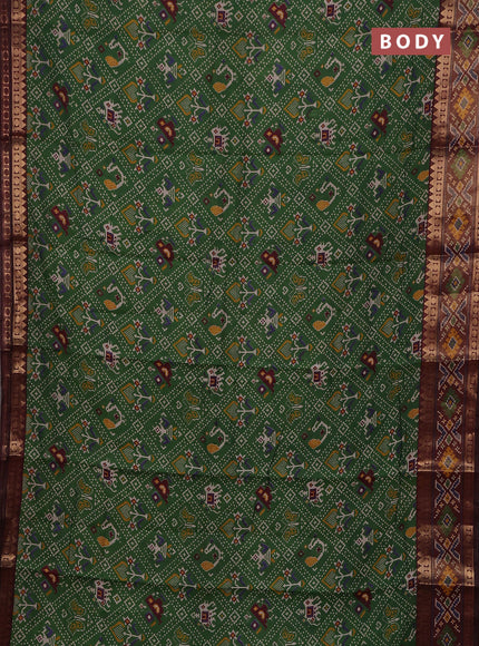 Green & Maroon Semi Maheshwari Cotton Saree