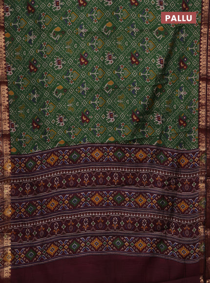 Green & Maroon Semi Maheshwari Cotton Saree