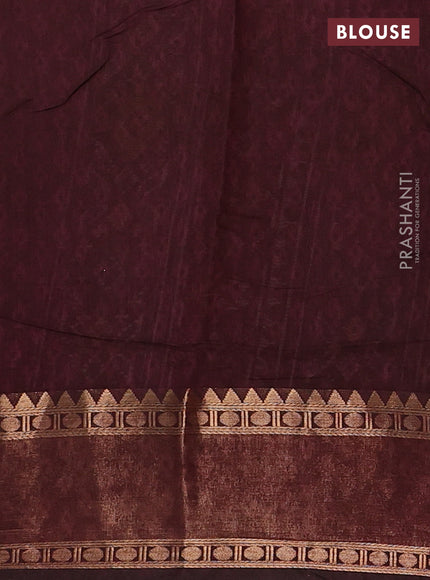 Green & Maroon Semi Maheshwari Cotton Saree