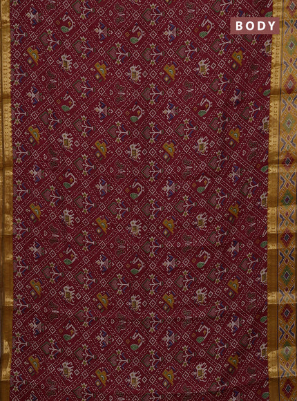 Red & Mustard Yellow Semi Maheshwari Cotton Saree