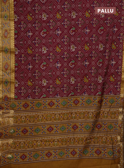 Red & Mustard Yellow Semi Maheshwari Cotton Saree