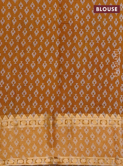 Red & Mustard Yellow Semi Maheshwari Cotton Saree