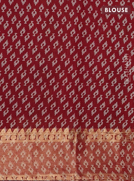 Navy Blue & Maroon Semi Maheshwari Cotton Saree