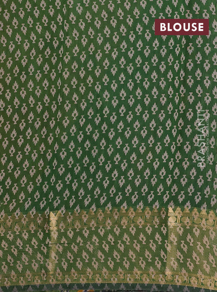 Mustard Yellow & Green Semi Maheshwari Cotton Saree
