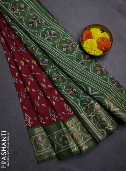 Maroon & Green Semi Maheshwari Cotton Saree