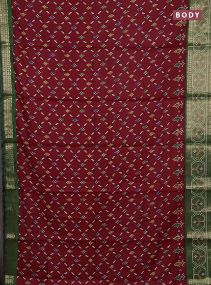 Maroon & Green Semi Maheshwari Cotton Saree